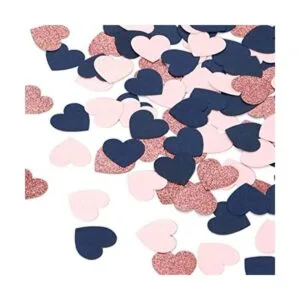 Confeti de corazón rosa y dorado azul marino 300 piezas_1