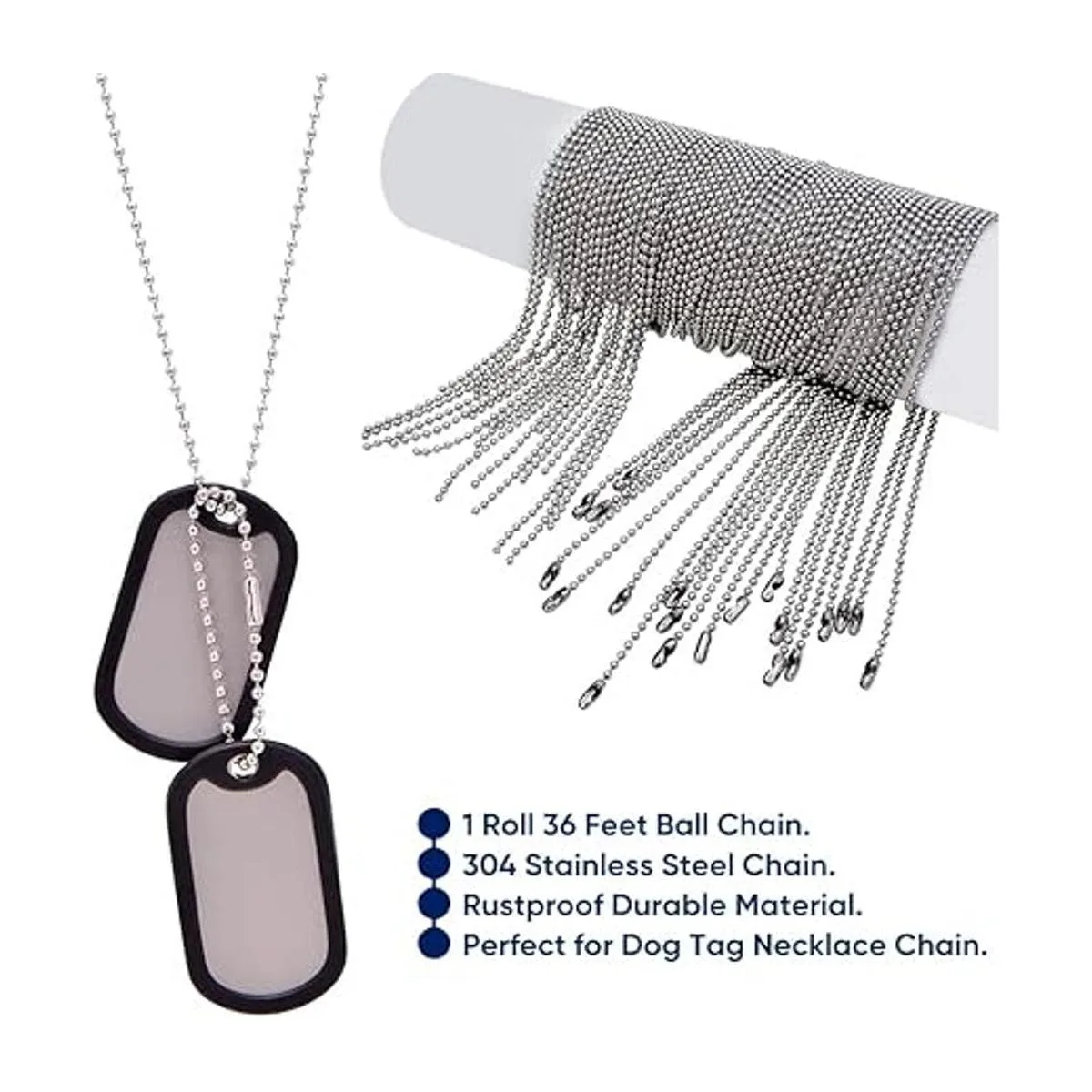 Wayilea Cadena de bolas de acero inoxidable de 36 pies_4