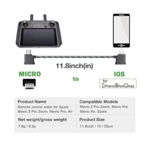 Cable de control remoto USB Micro a iOS DJI de 90 grados_2