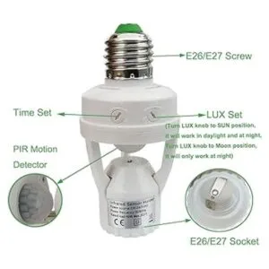 PIR Toma de luz con sensor de movimiento adaptador de_2
