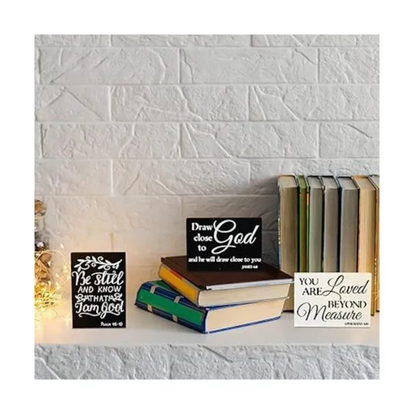 6 carteles de madera con versículo bíblico mini letreros_7