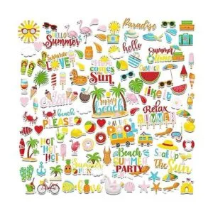100 piezas de papel con temática de verano troquelado de_1