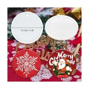 4 moldes de resina de adorno redondo de Navidad de 3_2