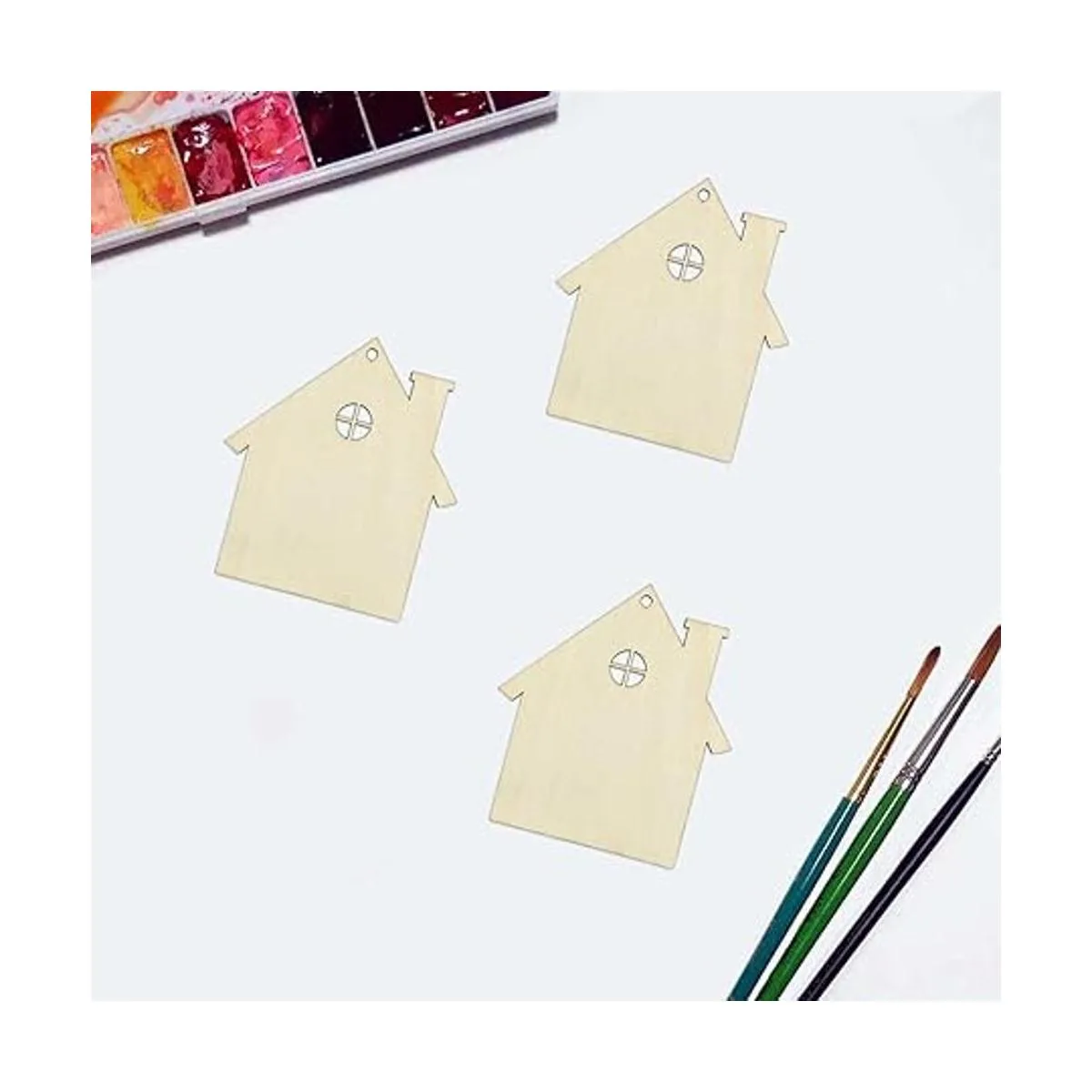 20 piezas de madera en forma de casa DIY recortes de_5