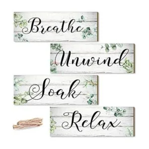 4 Pieces Eucalyptus Bathroom Wall Decor Sign Relax Soak_1