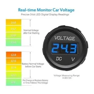 MICTUNING MICVMVoltímetro azul pantalla digital LED de 12_4