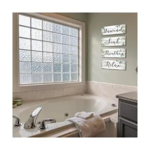 4 Pieces Eucalyptus Bathroom Wall Decor Sign Relax Soak_3