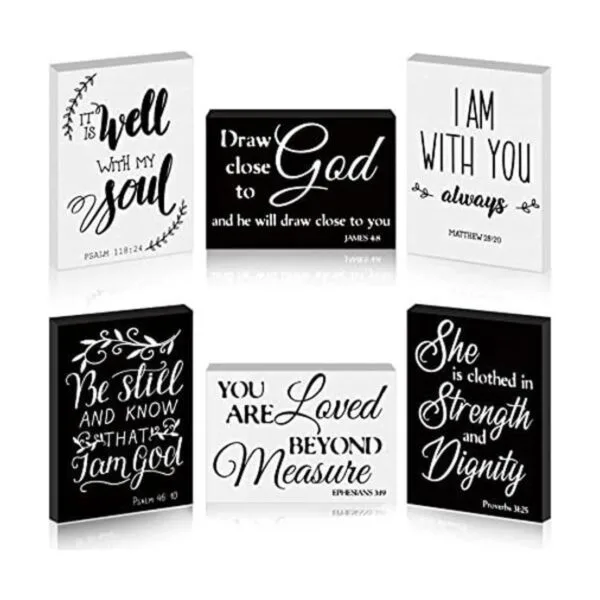 6 carteles de madera con versículo bíblico mini letreros_1