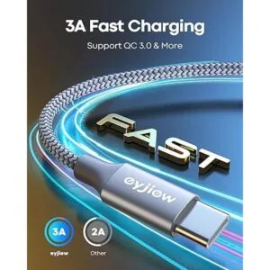 Cable USB C 3 pies paquete de 3 eyjiew 3A de carga_3