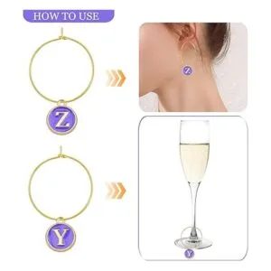 Aylifu 60 anillos dorados de copa de vino de 0.984 in y 2_4