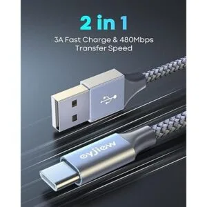 Cable USB C 3 pies paquete de 3 eyjiew 3A de carga_4