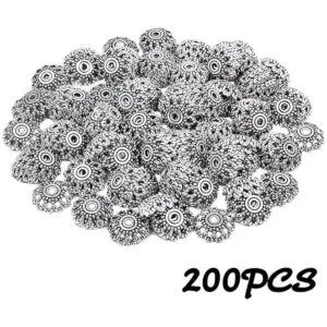 Hmjpng 200 tapas de cuentas de plata envejecida con forma_2