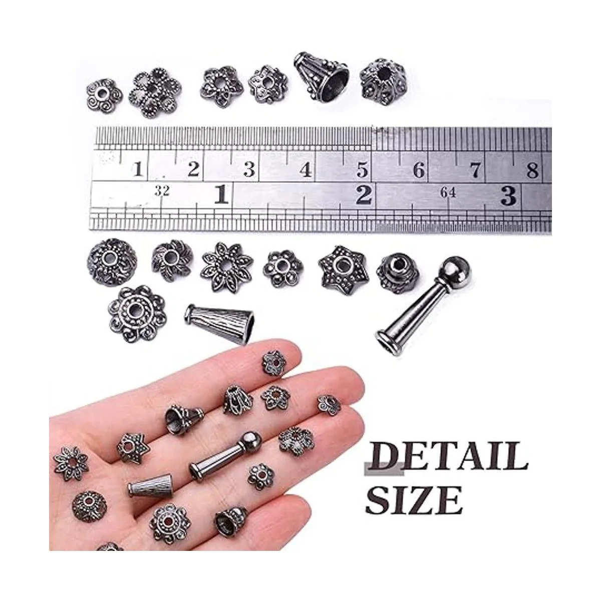 Gorras de cuentas de flores negras de 3.53 oz aleación_7