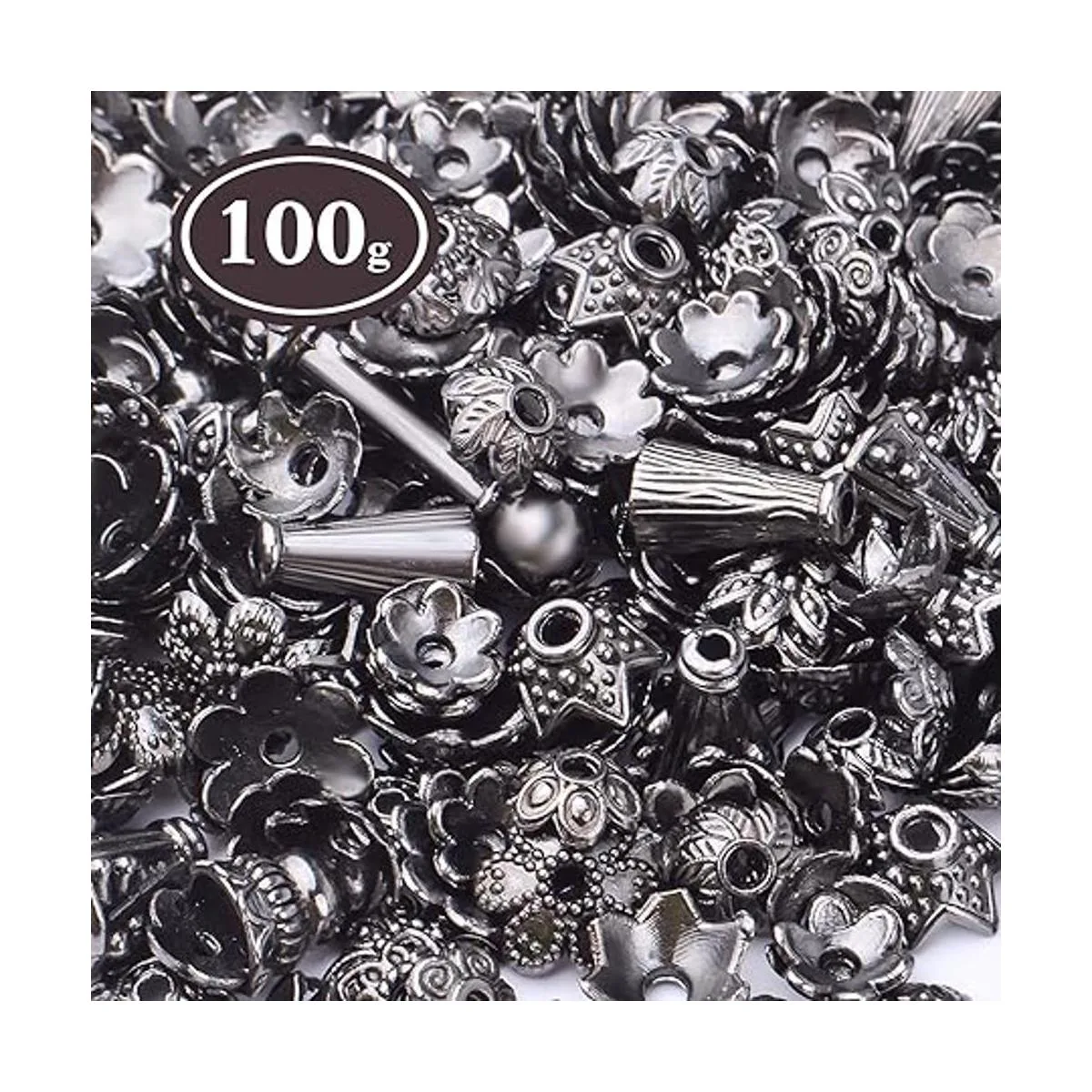 Gorras de cuentas de flores negras de 3.53 oz aleación_2