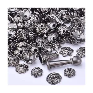 Gorras de cuentas de flores negras de 3.53 oz aleación_3