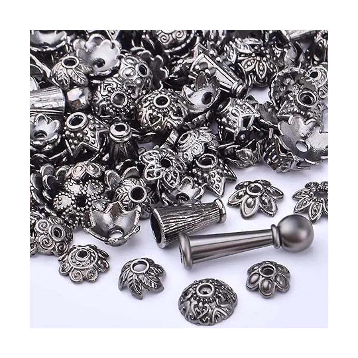 Gorras de cuentas de flores negras de 3.53 oz aleación_3