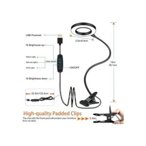 Lámpara de estudio de libro de lectura LED con clip 3_4