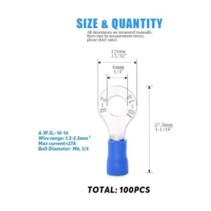 Glarks 100pcs 1614 calibre M6 anillo eléctrico aislado_2