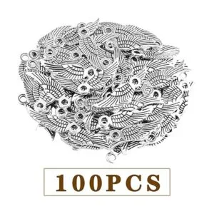 100 dijes de alas de ángel de plata antigua colgantes de_2