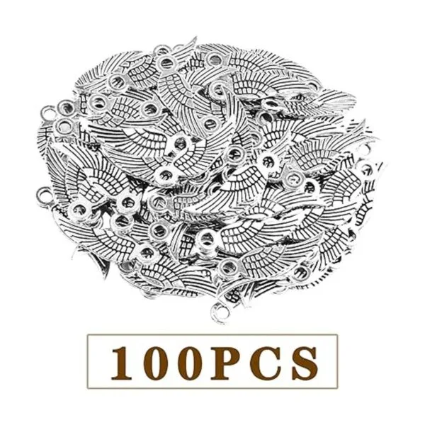 100 dijes de alas de ángel de plata antigua colgantes de_2