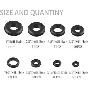 LARME Kit surtido de 180 ojales de goma 8 tamaños de_2