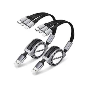 Paquete de 2 cables de carga USB retráctiles 3.0A de 4_1