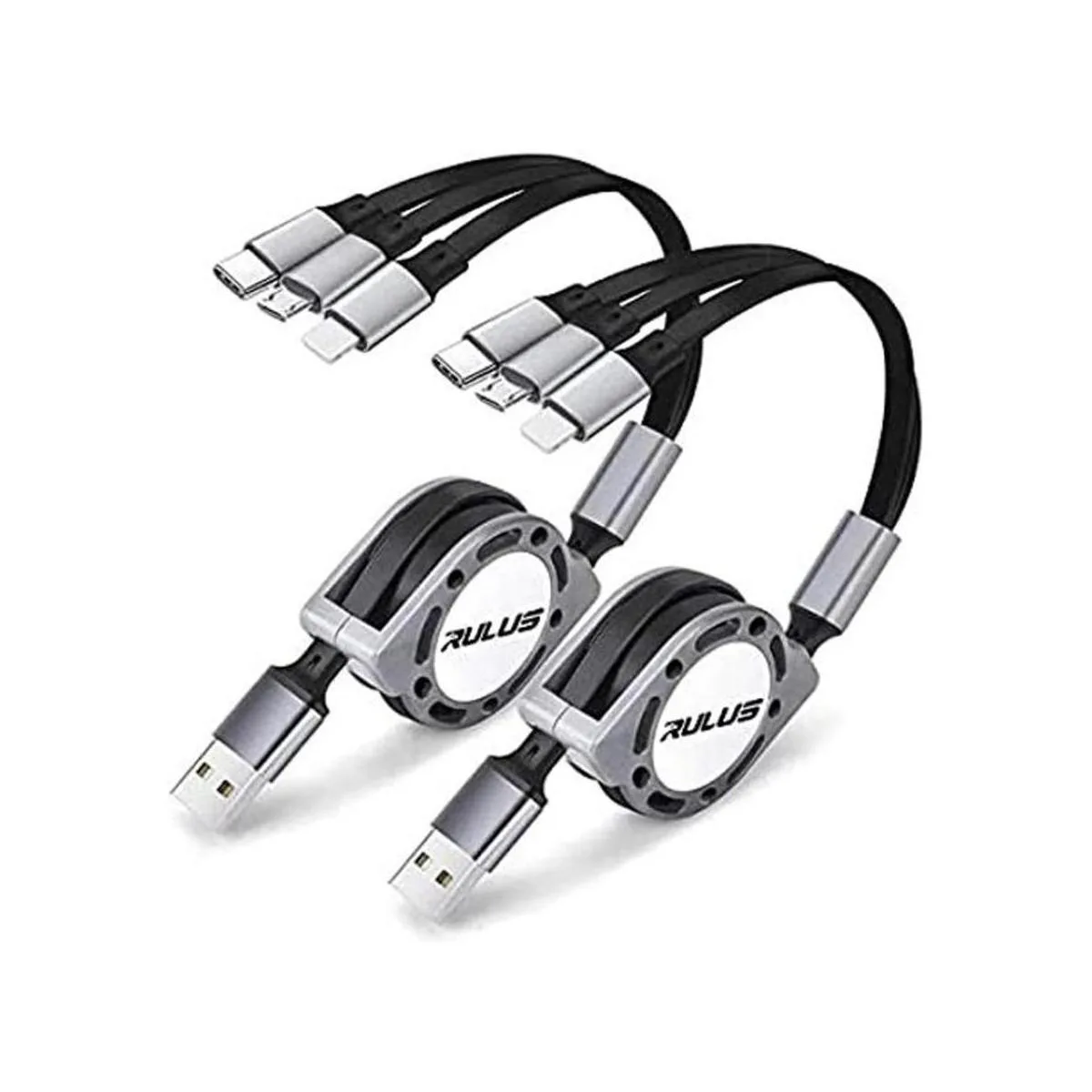 Paquete de 2 cables de carga USB retráctiles 3.0A de 4_1