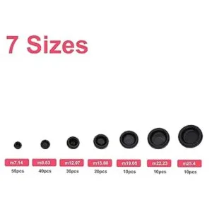 cSeao Kit surtido de 170 ojales de goma negra 7 tamaños_2