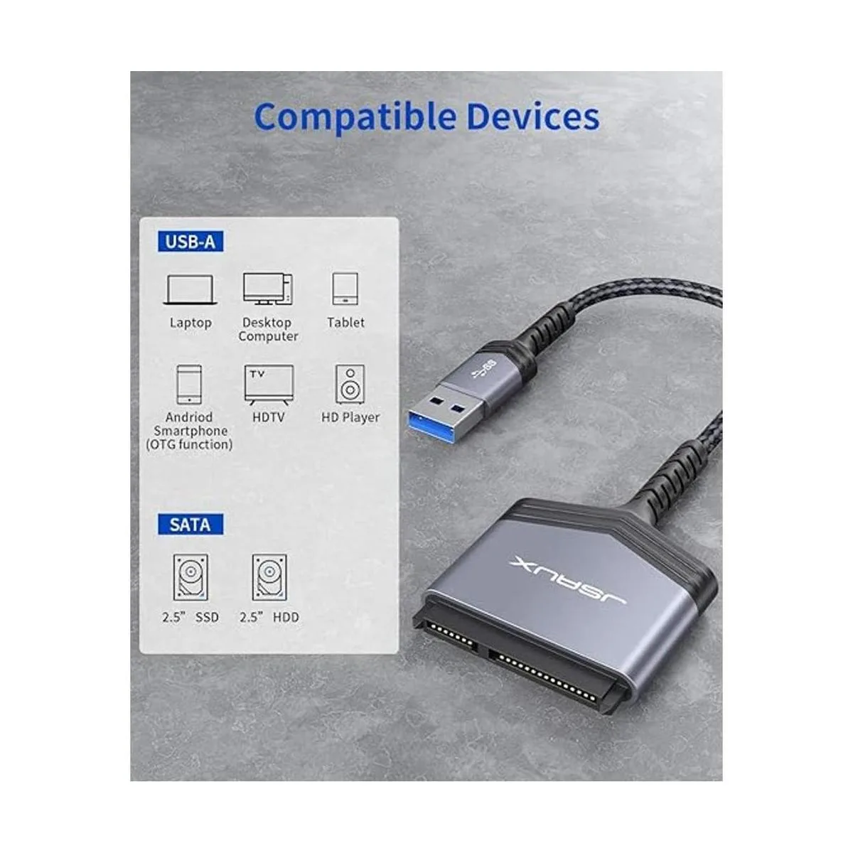 Cable SATA a USB A JSAUX USB A de 3.0 a 2.5 pulgadas_6