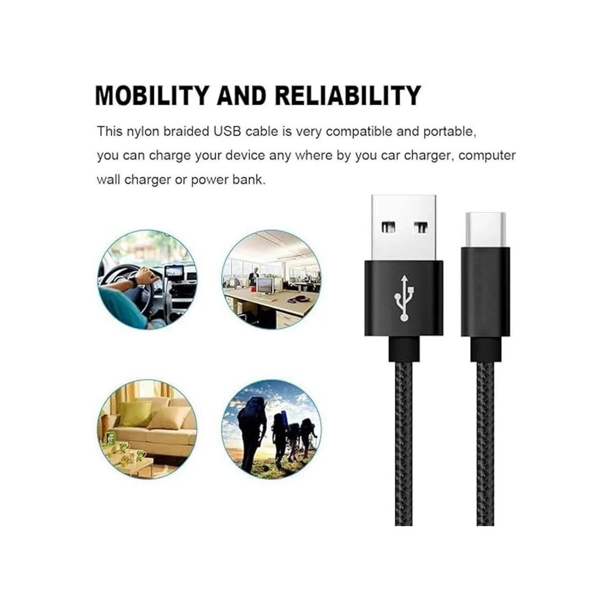 RoFI Cable USB tipo C 2 unidades Cable USB C de 2 pies_5