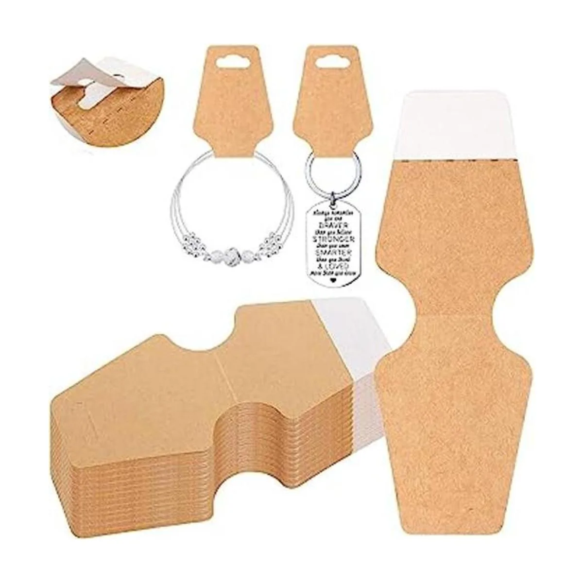 200 tarjetas de exhibición de pulseras collar adhesivo_1