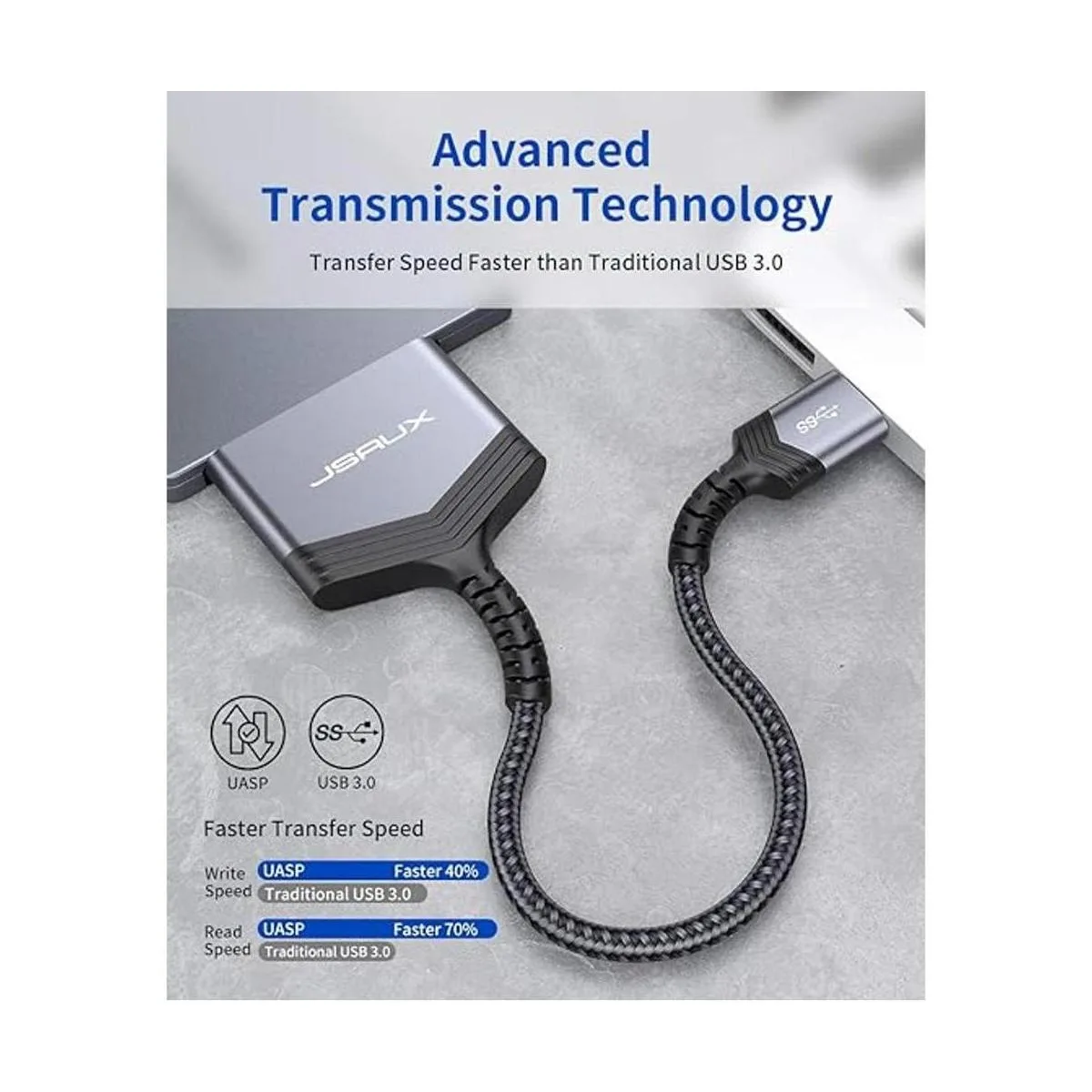 Cable SATA a USB A JSAUX USB A de 3.0 a 2.5 pulgadas_3
