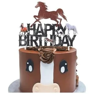 Decoración de pastel de feliz cumpleaños de caballo_6