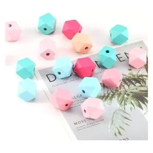 ToBeIT 60 cuentas de madera cuentas geométricas de madera_4