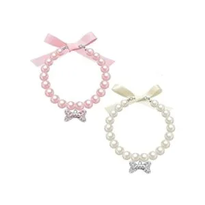 Casidoxi 2 collares de perlas para perros y gatos con_4