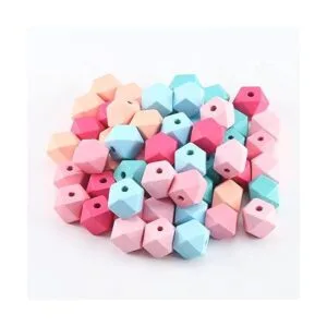 ToBeIT 60 cuentas de madera cuentas geométricas de madera_3