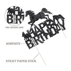 Decoración de pastel de feliz cumpleaños de caballo_3