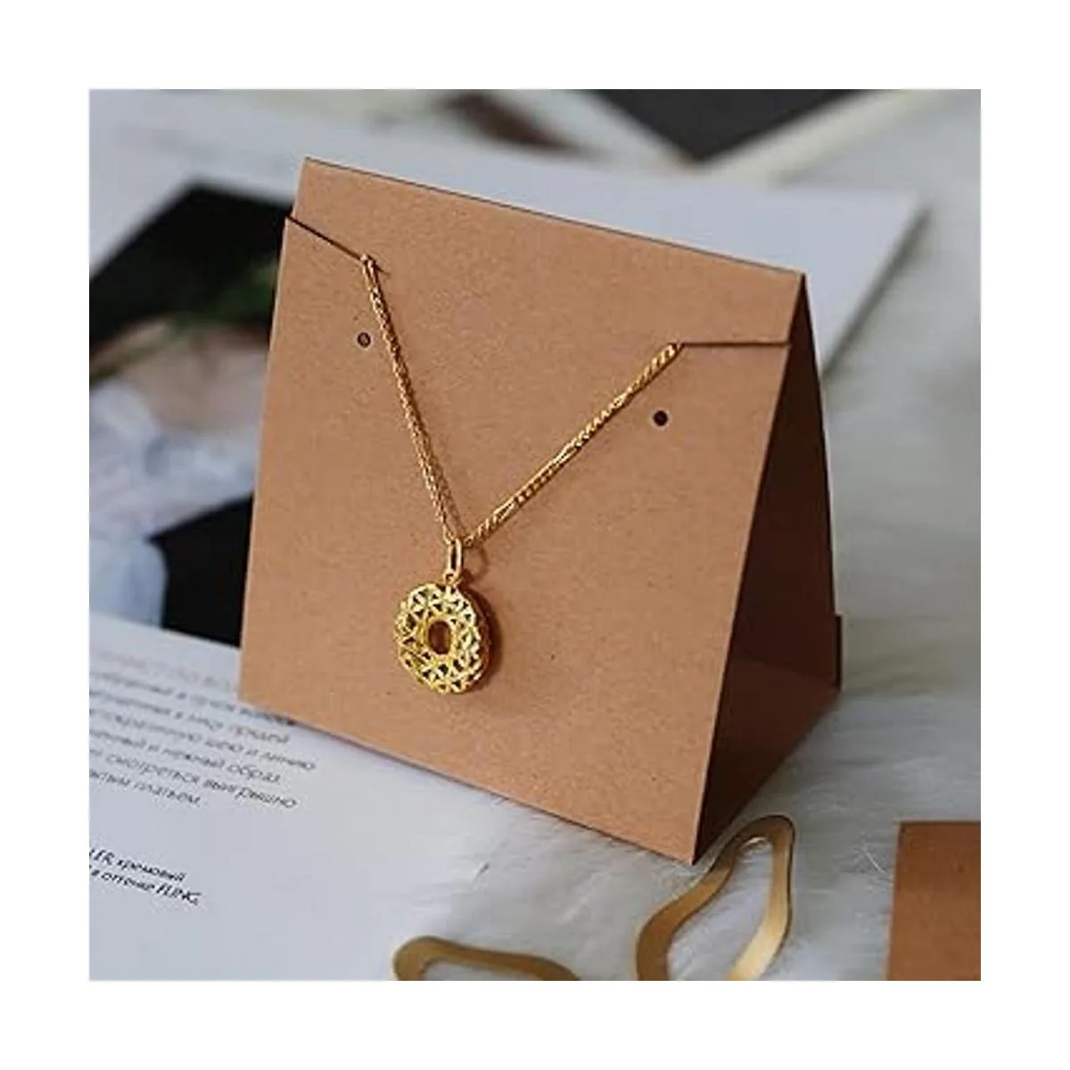 Temlum 50 tarjetas de joyería de pie con bolsa para_5