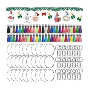 Juego de llaveros redondos de Navidad en blanco llaveros_1