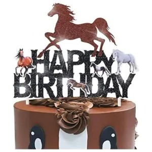 Decoración de pastel de feliz cumpleaños de caballo_1