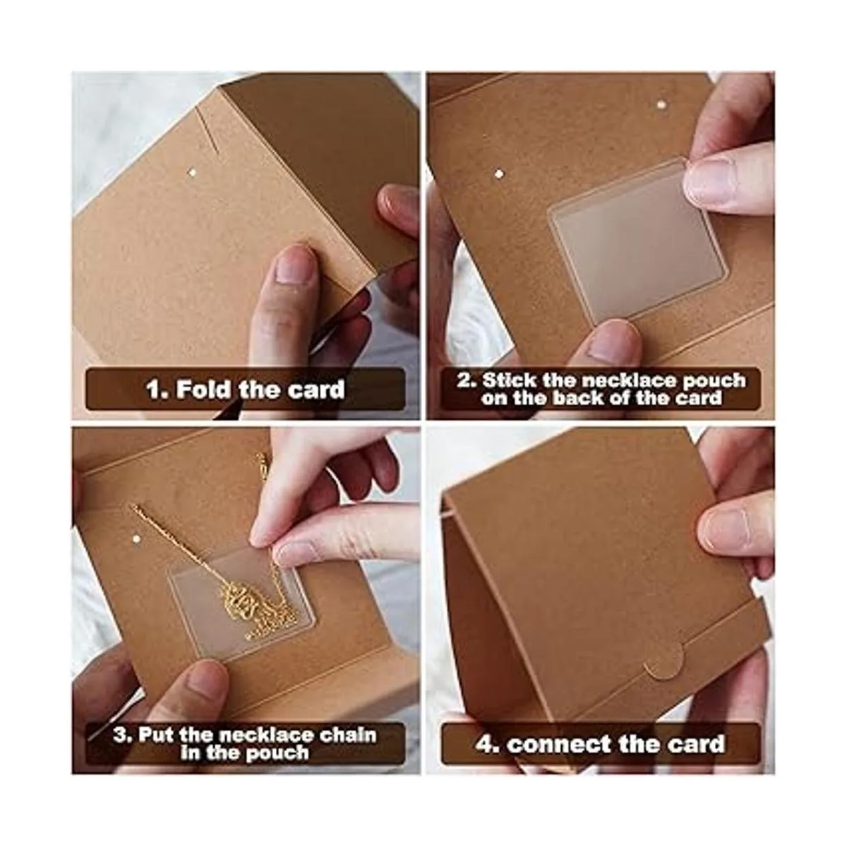 Temlum 50 tarjetas de joyería de pie con bolsa para_4