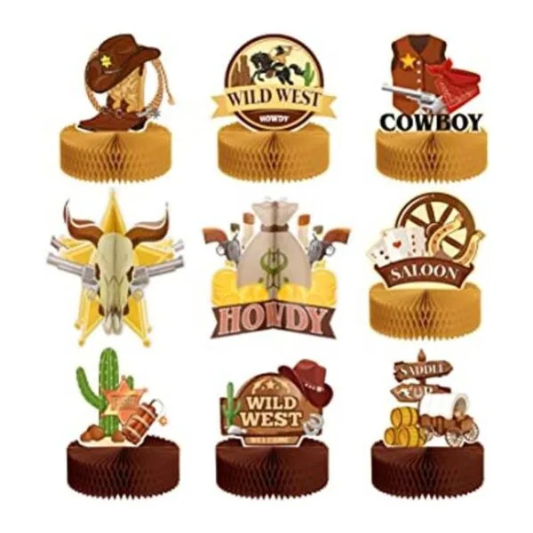 9 piezas de decoración de fiesta de vaquero salvaje oeste_1
