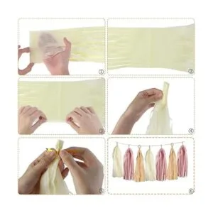 15 guirnaldas de papel de estraza de color marrón crema_6