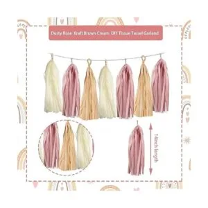 15 guirnaldas de papel de estraza de color marrón crema_2