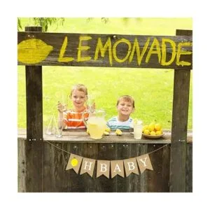 Bandera de yute natural de arpillera de limón tema de la_4