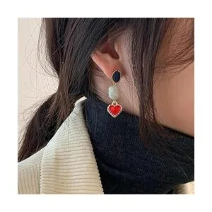 50pcs rojo corazón encantos aleación esmalte mini forma de_6