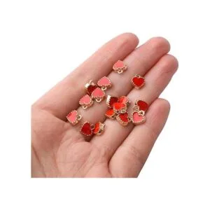 50pcs rojo corazón encantos aleación esmalte mini forma de_7