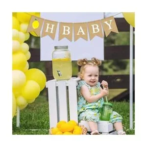 Bandera de yute natural de arpillera de limón tema de la_2