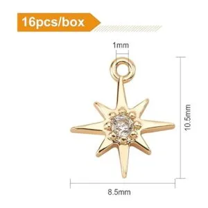 BENECREAT 16 colgantes de circonita cúbica chapada en oro_2