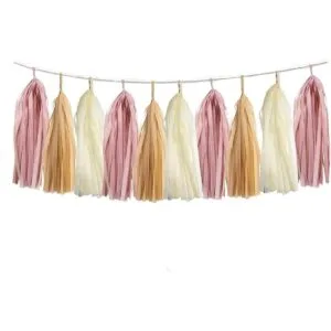 15 guirnaldas de papel de estraza de color marrón crema_1